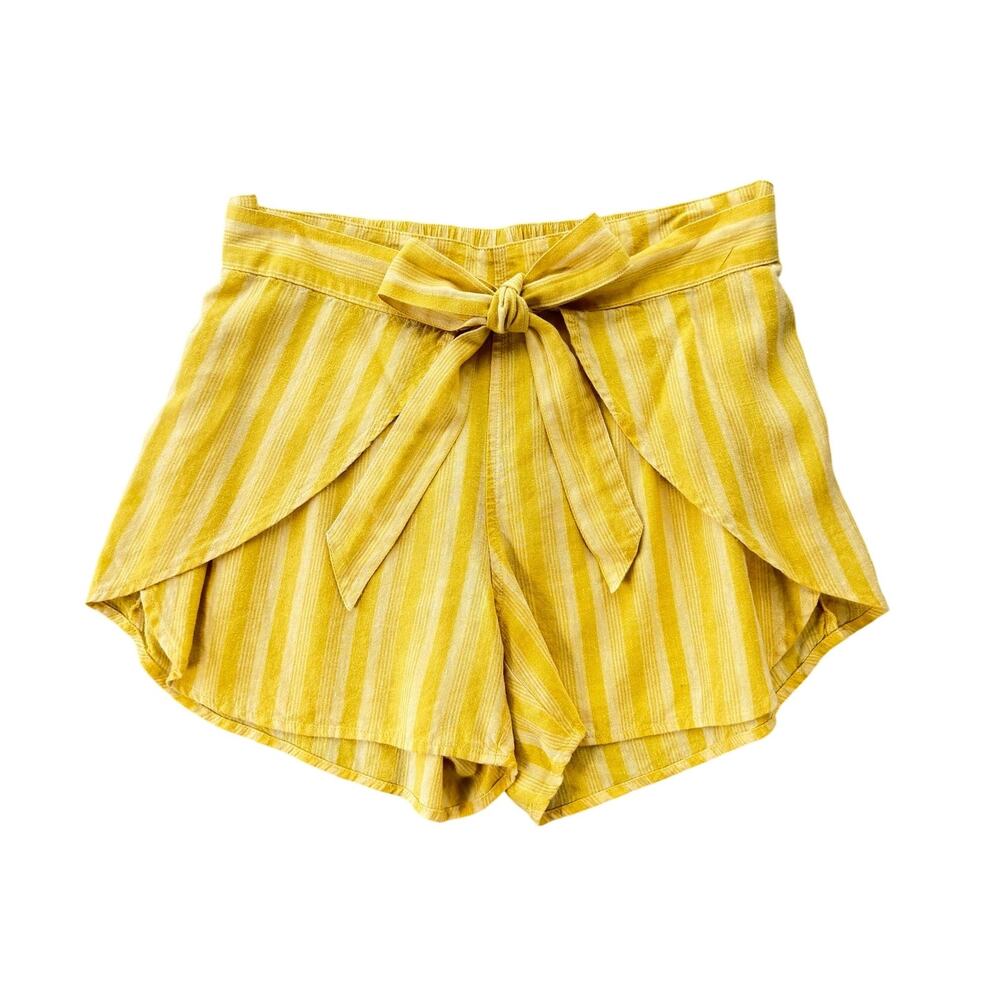 Patagonia Yellow Stripe Garden Island Hemp Wrap Waist Tie Elastic Pull On Shorts